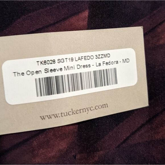 Tucker The Open Sleeve Mini Dress La Fedora Silk Dark Pink Black - Picture 7 of 11